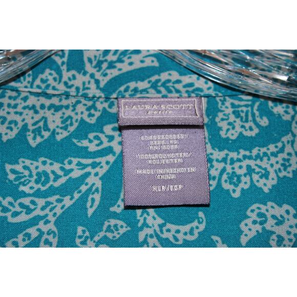 Laura Scott Petite XL‎ Women's Paisley Print Blouse Button Up 3/4 Sleeve - Picture 4 of 6